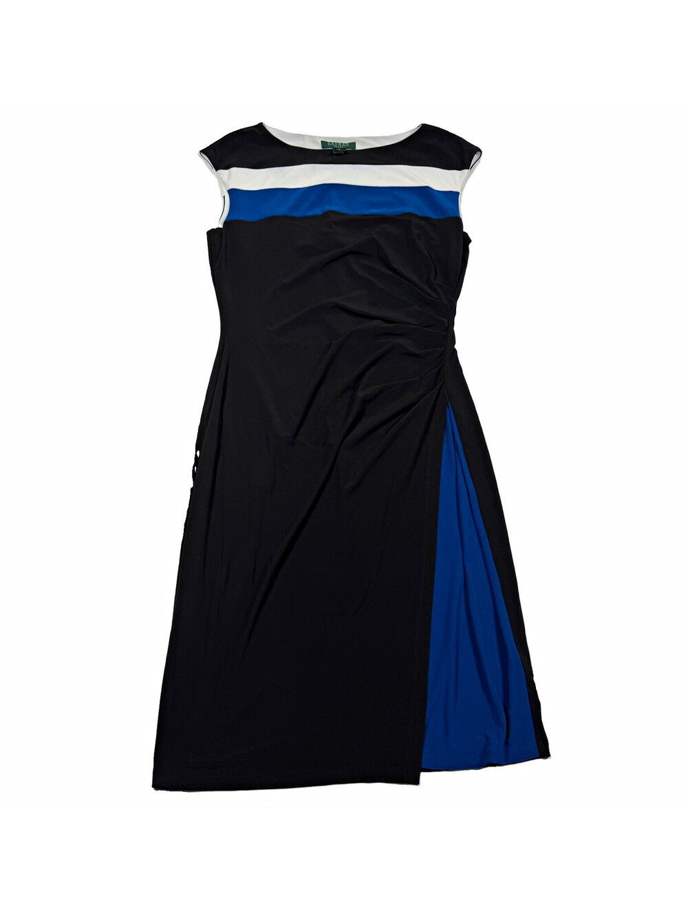 Lauren Ralph Lauren Colorblock Pleated Sheath Dress Boat Neck, Size 10